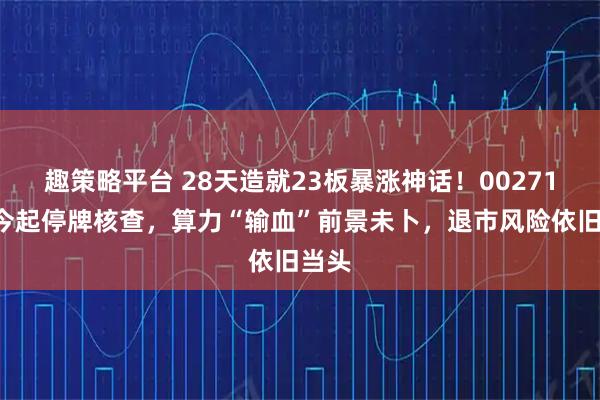 趣策略平台 28天造就23板暴涨神话！002713，今起停牌核查，算力“输血”前景未卜，退市风险依旧当头